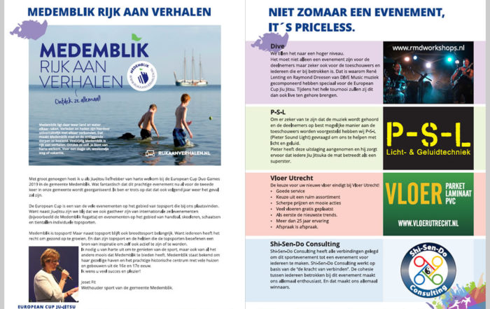 Ontwerp European Cup Ju Jitsu Duo Games programmablad